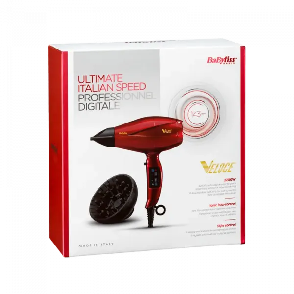 Uscător de păr BaByliss Veloce 6750DE, 2200 W, Roșu