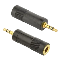 Аудио адаптер Cablexpert A-6.35F-3.5M, 6.35mm 3-pin (F) - 3.5mm 3-pin (M), Чёрный