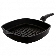 Tigaie-grill AMT Gastroguss AMT-E285BBQ-E, 1,9L, 28cm, Negru