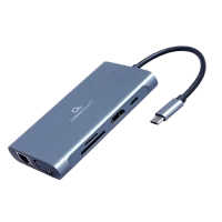 Adaptor Video Cablexpert A-CM-COMBO7-01, USB Type-C - LAN, VGA, HDMI, USB Type-C, USB Type-A, SD card-reader, Gri