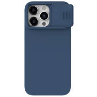 Husă Nillkin iPhone 15 Pro Max, CamShield Silky Silicone, Albastru Marin