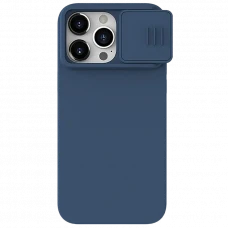Husă Nillkin iPhone 15 Pro Max, CamShield Silky Silicone, Albastru Marin