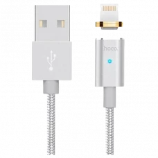 Cablu de încărcare Hoco U16 Magnetic Lightning Cable, USB Type-A/Lightning, 1,2m, Argintiu