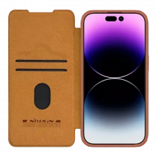 Husă tip carte Nillkin iPhone 15 Pro - Qin Pro, Maro