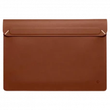 Husă pentru laptop Spigen Valentinus 13-14, Piele artificială, Cafeniu