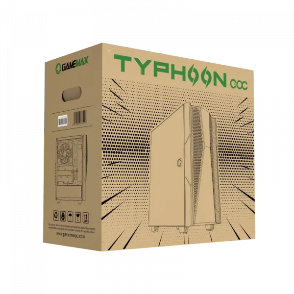 Компьютерный корпус Gamemax Typhoon COC, Midi-Tower, Без блока питания, Чёрный