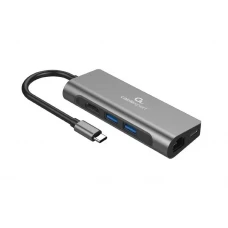 Adaptor Video Cablexpert A-CM-COMBO5-01, USB Type-C - LAN, HDMI, USB Type-C, USB Type-A, SD card-reader, Gri