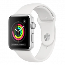 Ceas inteligent Apple Watch Series 3, 42mm, Carcasă Argintie din aluminiu cu bandă sportă Albă