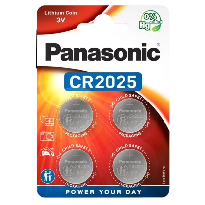 Дисковые батарейки Panasonic CR-2025EL, CR2025, 220мА·ч, 4шт.