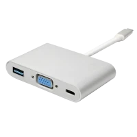 Видеоадаптер APC Electronic APC-631011, USB Type-C (F) - VGA + USB3.0 + TYPE C, 0,15м, Белый