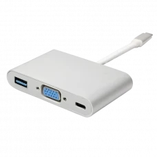 Adaptor Video APC Electronic APC-631011, USB Type-C (F) - VGA + USB3.0 + TYPE C, 0,15m, Alb