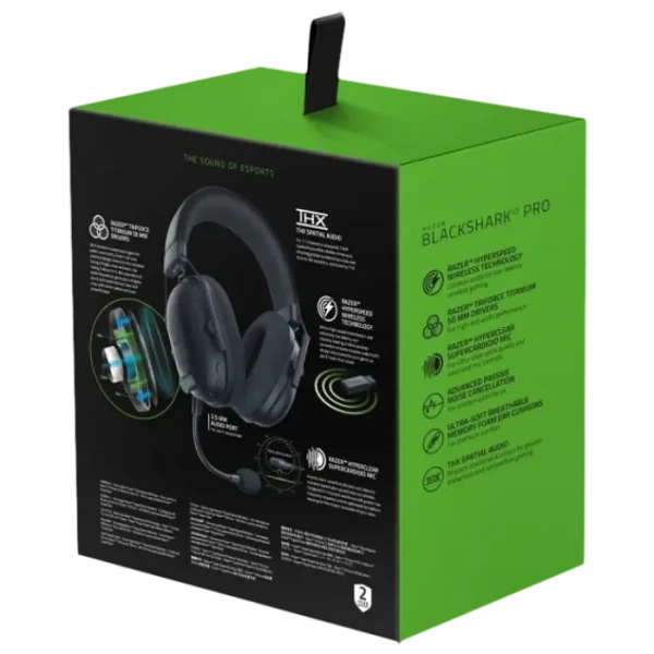 Игровая Гарнитура RAZER BlackShark V2 Pro, Беспроводной/Проводной, Чёрный