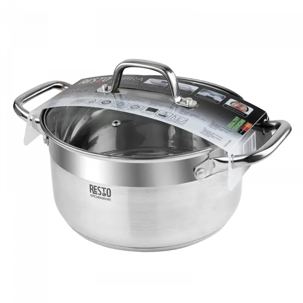 Кастрюля RESTO 92004, 4,6л, 22см, Нержавеющая сталь