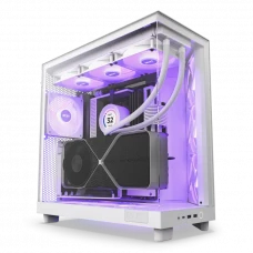 Carcasă PC NZXT H6 Flow RGB, Midi-Tower, Fără PSU, Alb