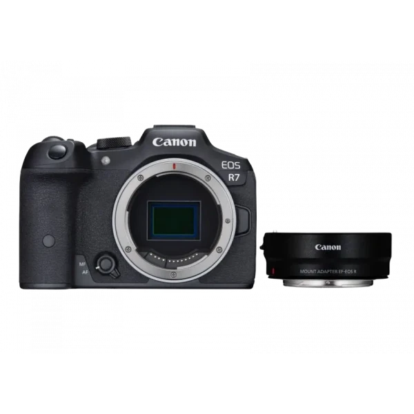 Aparat Foto Mirrorless Canon EOS R7 Body & Adapter EF-EOS R pentru obiective EF-S și EF