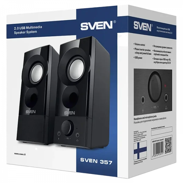 Boxe pentru calculator 2.0 SVEN 357, Negru