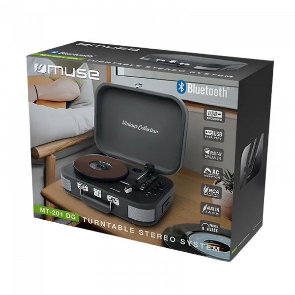 Placă turnantă de vinil MUSE MT-201 DG, Negru