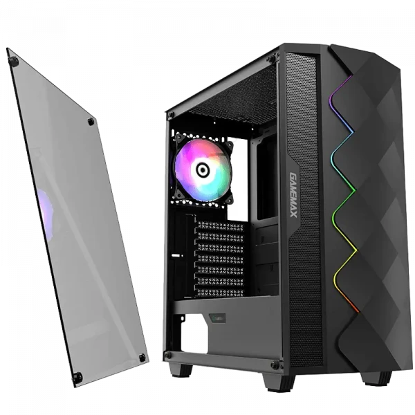 Компьютерный корпус Gamemax Diamond COC, Midi-Tower, Без блока питания, Чёрный