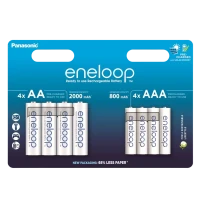 Acumulatori Panasonic BK-3MCDE+4MCDE/8CP, AA/AAA, 2000mAh + 800mAh, 8buc.