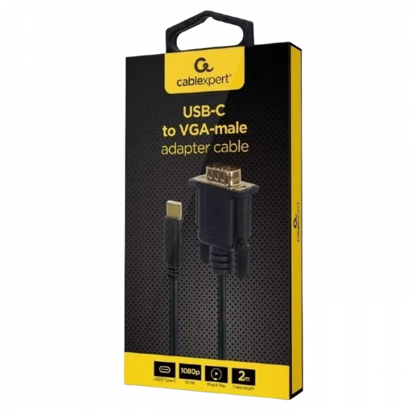 Cablu Video Cablexpert A-CM-VGAM-01, USB Type-C (M) - VGA (M), 0.15 m, Negru