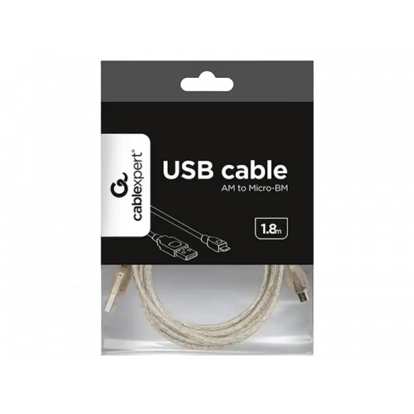 Cablu încărcare și sincronizare Cablexpert CCP-mUSB2-AMBM-6-TR, USB Type-A/micro-USB, 1,8m, Transparent