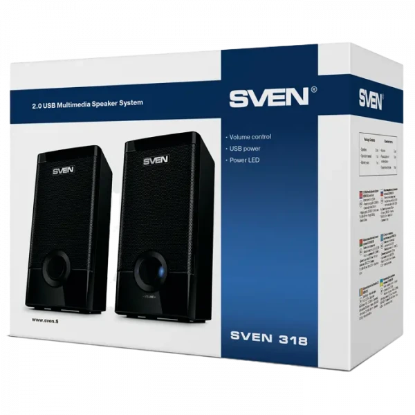 Boxe pentru calculator 2.0 SVEN 318, Negru