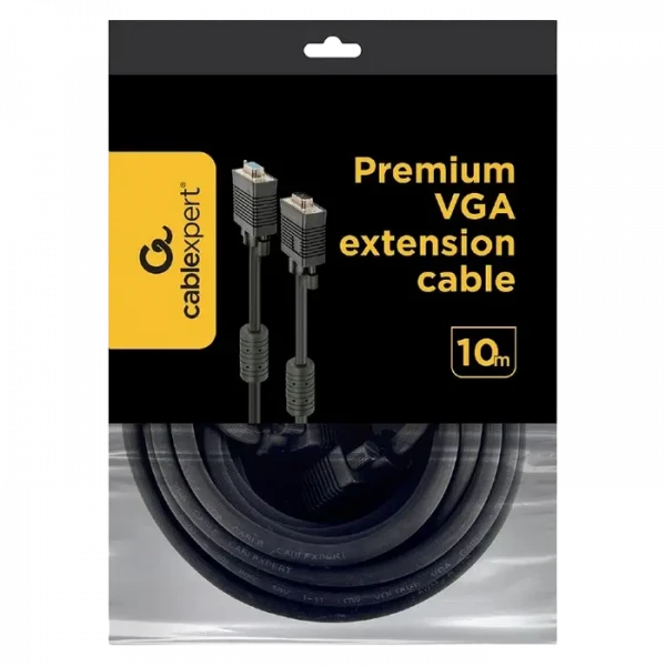 Видео кабель Cablexpert CC-PPVGAX-10M-B, VGA D-Sub (M) - VGA D-Sub (M), 10м, Чёрный