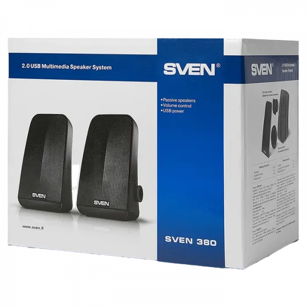 Компьютерные колонки 2.0 SVEN 380, Чёрный