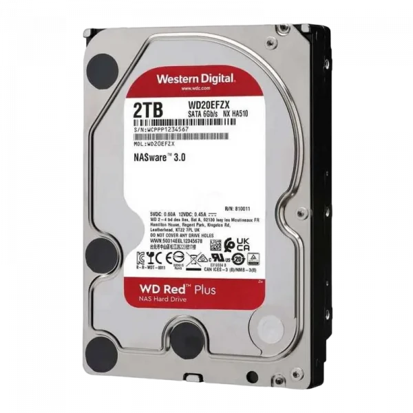 Жесткий диск Western Digital WD Red Plus, 3.5, 2 ТБ &lt,WD20EFZX&gt,