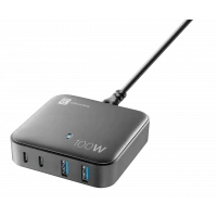 Încărcător Cellularline Wall Charger GAN, 4 Ports, 100W, Negru