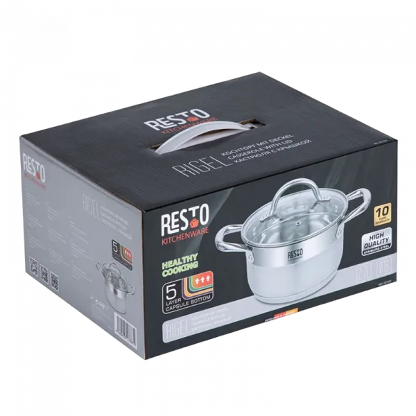 Кастрюля RESTO 92103, 2.7л, 18см, Нержавеющая сталь