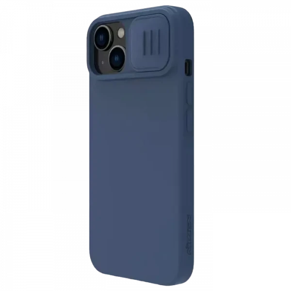 Чехол Nillkin iPhone 15 Plus, CamShield Silky Silicone, Темно-синий