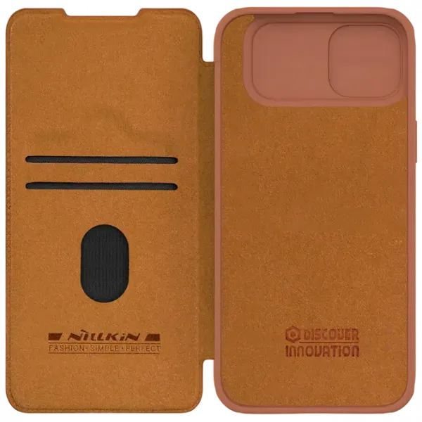 Чехол книжка Nillkin iPhone 15 Plus - Qin Pro, Коричневый