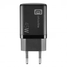 Зарядное устройство Cellularline Wall Charger GAN, 2 Ports, 45W, 45Вт, Чёрный
