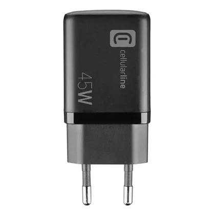 Încărcător Cellularline Wall Charger GAN, 2 Ports, 45W, 45W, Negru