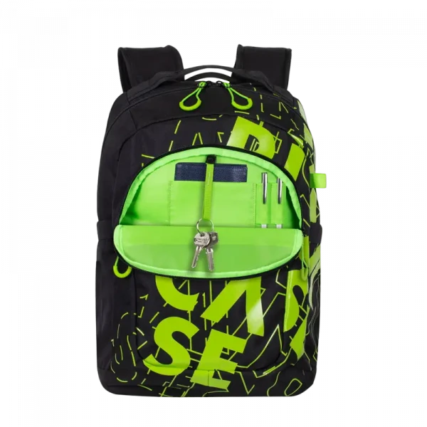 Rucsac zilnic RivaCase Heide, 15.6, Poliester, Negru/Lamîe