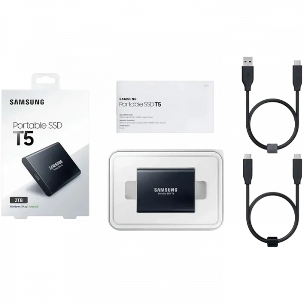 Внешний портативный SSD-накопитель Samsung Portable SSD T5, 2 TB, Чёрный (MU-PA2T0B/WW)