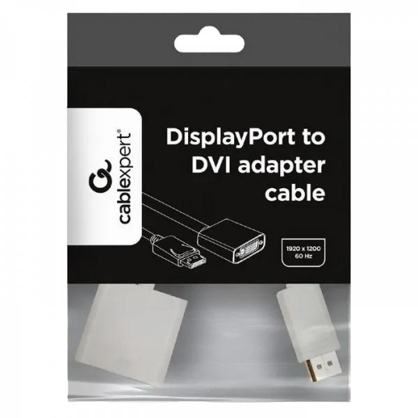 Adaptor Video Cablexpert A-DPM-DVIF-002-W, DisplayPort (M) - DVI-I (F), 0,1m, Alb