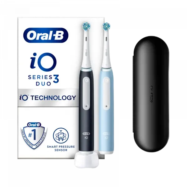 Periuță de dinți electrică Braun Oral-B iO3, Negru mat | Albastru glacial