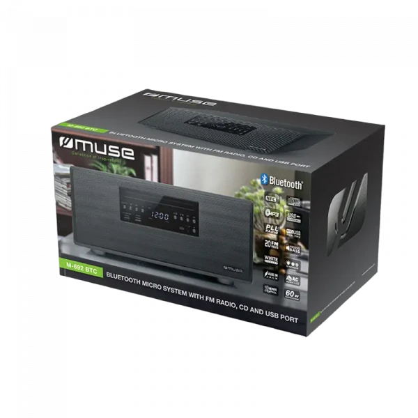 Difuzoare pentru casă fără fir MUSE M-692 BTC, Negru