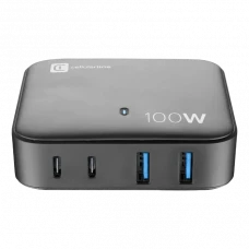 Зарядное устройство Cellularline Wall Charger GAN, 4 Ports, 100W, 100Вт, Чёрный