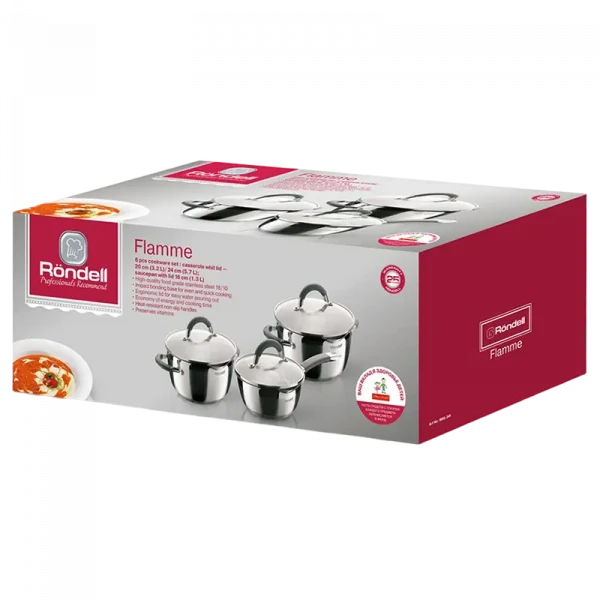 Набор кастрюль Rondell RDS-341, 24cm, Нержавеющая сталь