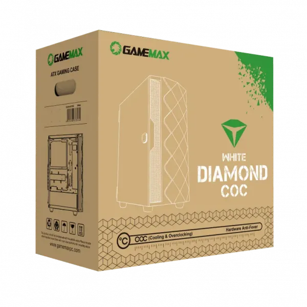 Компьютерный корпус Gamemax Diamond COC, Midi-Tower, Без блока питания, Белый