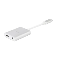 Audio Adaptor Moshi USB-C - 3.5 mm Digital Audio Adapter with Charging, USB Type-C/USB Type-C (F) + 3.5 mm (F), Argintiu