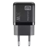 Încărcător Cellularline Wall Charger GAN, 2 Ports, 30W, 30W, Negru
