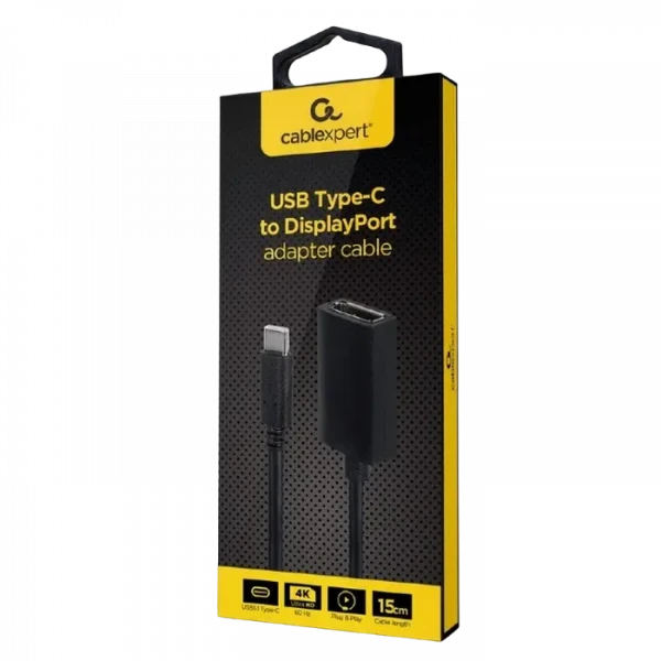 Cablu Video Cablexpert A-CM-DPF-02, USB 3.1 Type-C (M) - DisplayPort (F), 0.15 m, Negru