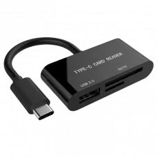 Cititor de carduri Gembird UHB-CR3-02, USB Type-C, Negru