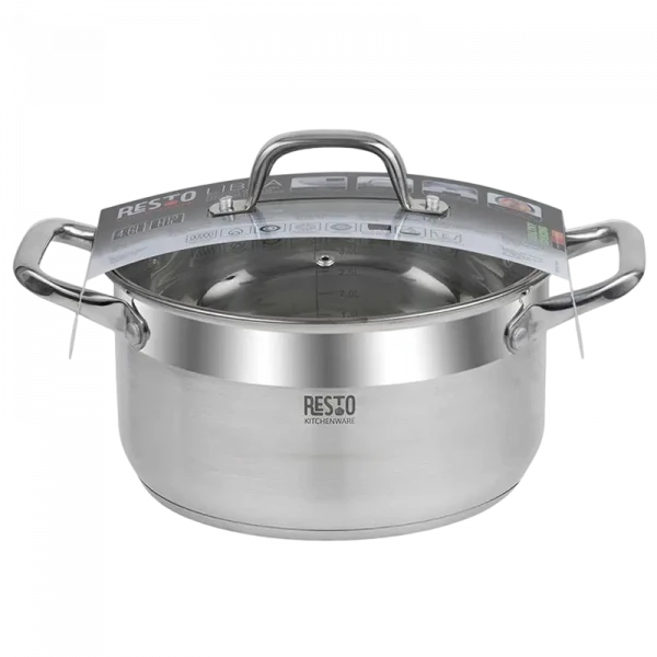 Кастрюля RESTO 92004, 4,6л, 22см, Нержавеющая сталь