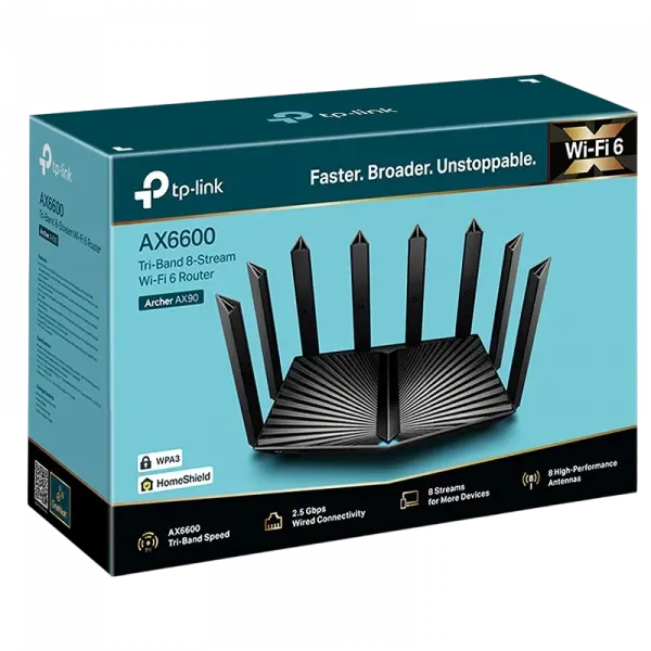 Router fără fir TP-LINK Archer AX90, Negru