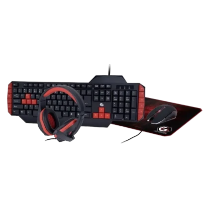 Set Tastatură + Mouse + Mouse Pad + Căști Gembird GGS-UMG4-02, Cu fir, Negru/Rosu